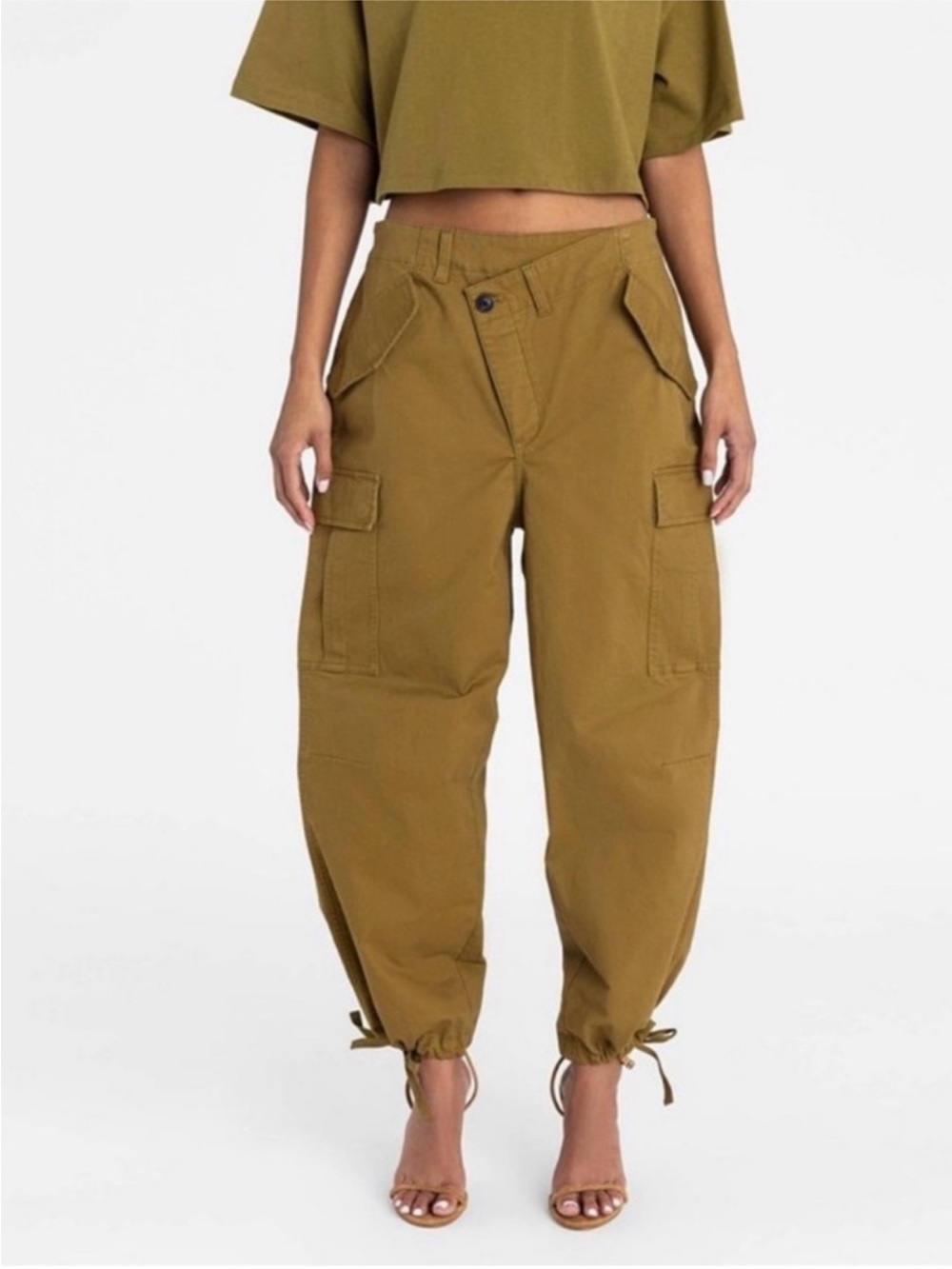 KBB by Kahlana Women's Olive Green Utility Cargo Jogger Pants XS NWT